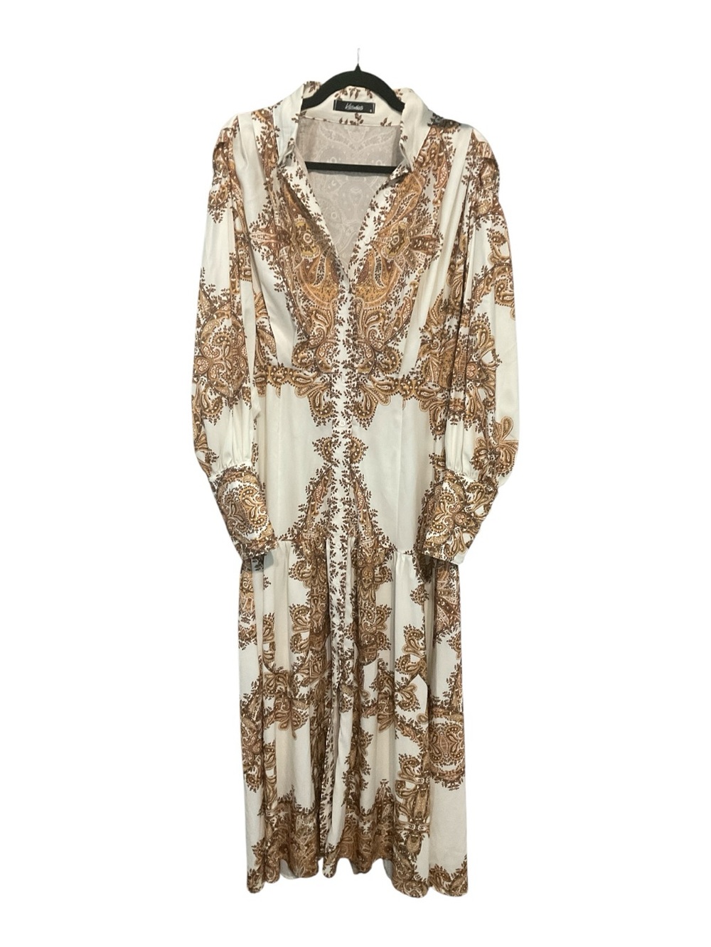 Kosmios NWOT Paisley Button Front Midi Dress Small Boho Long Sleeve A31 - Picture 2 of 5